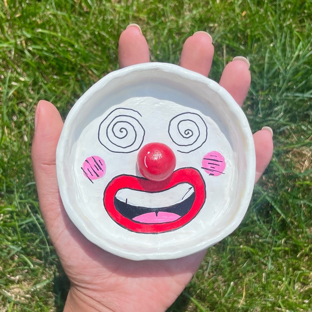 Handmade Ceramic Clown Face Trinket Dish — Jewelry Dish